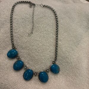 White House Black Market Turquoise Necklace with Silver Chain